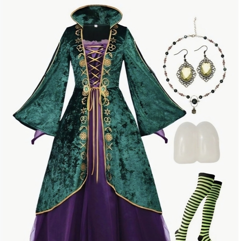 Hocus Pocus Winifred Sanderson Halloween Costume – Size 2XL (Wig Included!)